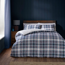 Load image into Gallery viewer, Cosy Sherpa Check Duvet Set - Navy