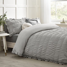 Load image into Gallery viewer, Seersucker Frill Duvet Set - Silver