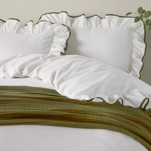 Load image into Gallery viewer, Blousey Cotton Ruffle Duvet Cover Set - Olive