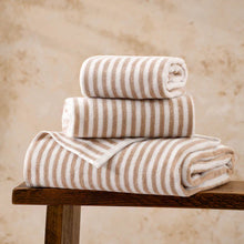 Load image into Gallery viewer, Hebden Striped Cotton Towels - Natural