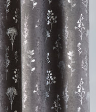Load image into Gallery viewer, Fleur Charcoal Eyelet Curtains