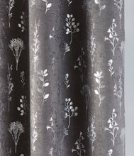 Load image into Gallery viewer, Fleur Charcoal Eyelet Curtains