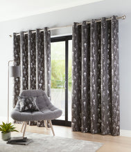 Load image into Gallery viewer, Fleur Charcoal Eyelet Curtains
