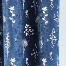 Load image into Gallery viewer, Fleur Navy Eyelet Curtains