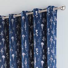 Load image into Gallery viewer, Fleur Navy Eyelet Curtains