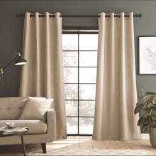 Load image into Gallery viewer, Textured Blackout Cream Eyelet Curtains
