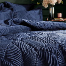 Load image into Gallery viewer, Palmeria Navy Velvet Luxury Duvet Set