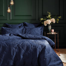 Load image into Gallery viewer, Palmeria Navy Velvet Luxury Duvet Set