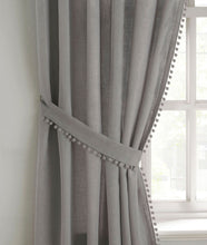 Load image into Gallery viewer, Pom Pom Grey Lined Voile Pencil Pleat Pair