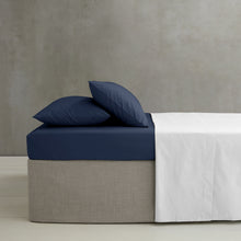 Load image into Gallery viewer, Easy Iron Percale Fitted Sheet - Navy Blue
