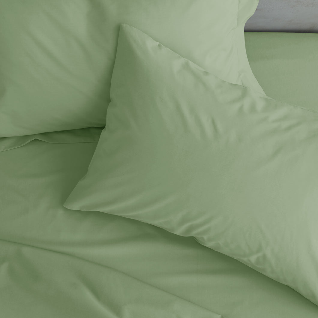 Easy Iron Percale Pillowcase Pair - Sage Green
