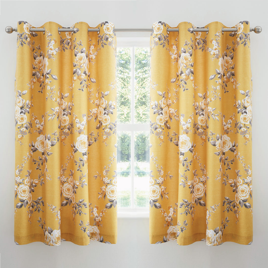 Canterbury Eyelet Top Curtains - Ochre