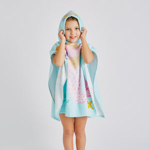 Kids Mermaid Hooded Towel Poncho