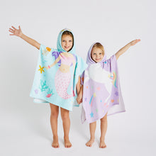 Load image into Gallery viewer, Kids Mermaid Hooded Towel Poncho
