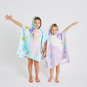 Kids Mermaid Hooded Towel Poncho