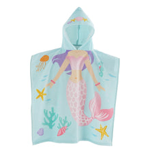Load image into Gallery viewer, Kids Mermaid Hooded Towel Poncho
