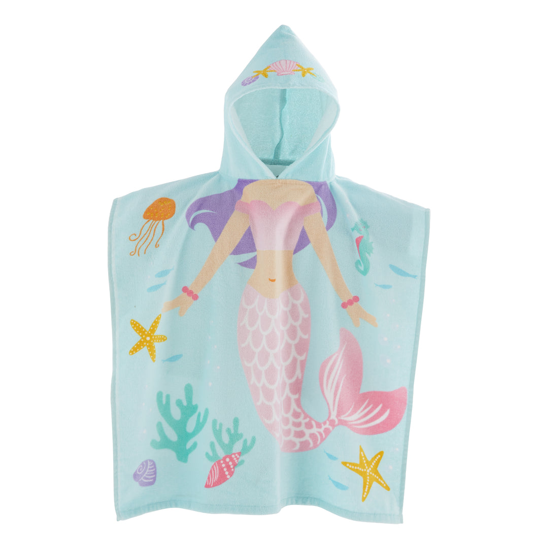 Kids Mermaid Hooded Towel Poncho