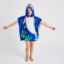 Load image into Gallery viewer, Kids Shark Hooded Poncho
