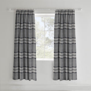 Kelso Check Curtains - Grey