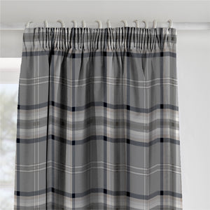 Kelso Check Curtains - Grey