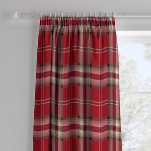 Kelso Check Curtains - Red