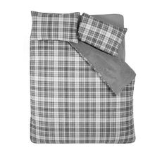 Load image into Gallery viewer, Cosy Sherpa Check Duvet Set - Grey
