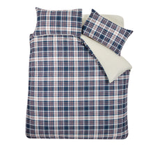 Load image into Gallery viewer, Cosy Sherpa Check Duvet Set - Navy
