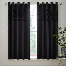 Load image into Gallery viewer, Lattice Cut Eyelet Curtains - Black

