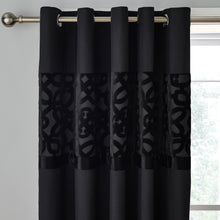 Load image into Gallery viewer, Lattice Cut Eyelet Curtains - Black
