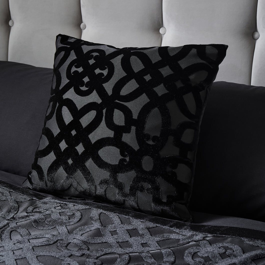 Lattice Cut Black Filled Cushion