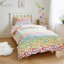 Load image into Gallery viewer, Rainbow Hearts Fleece Duvet Set
