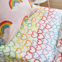 Load image into Gallery viewer, Rainbow Hearts Fleece Fitted Sheet
