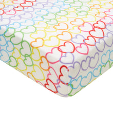Load image into Gallery viewer, Rainbow Hearts Fleece Fitted Sheet
