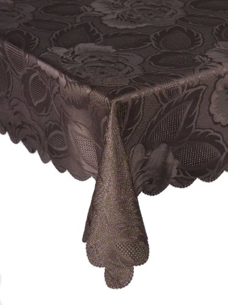 Damask Rose Chocolate Brown Tablecloth