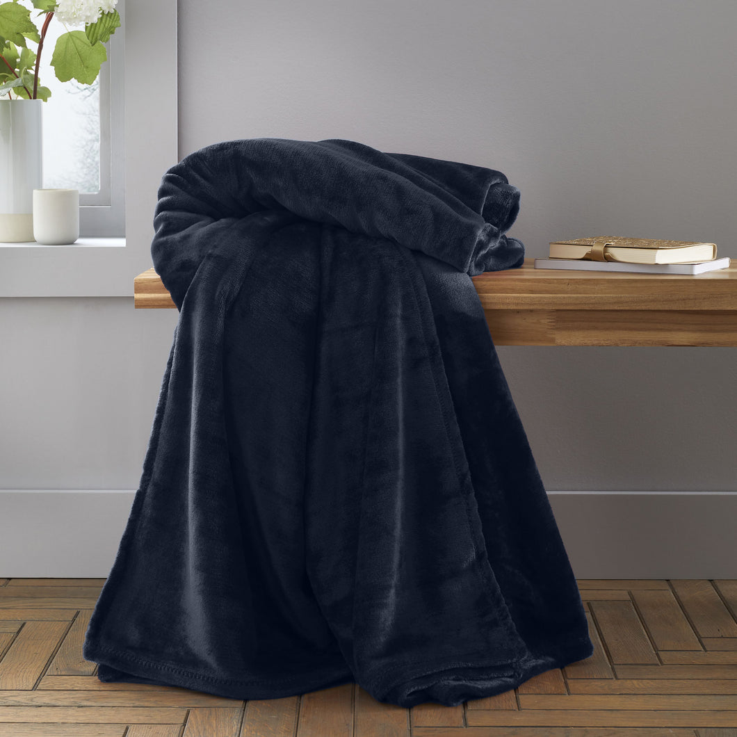 Raschel Velvet Touch Throw - Navy