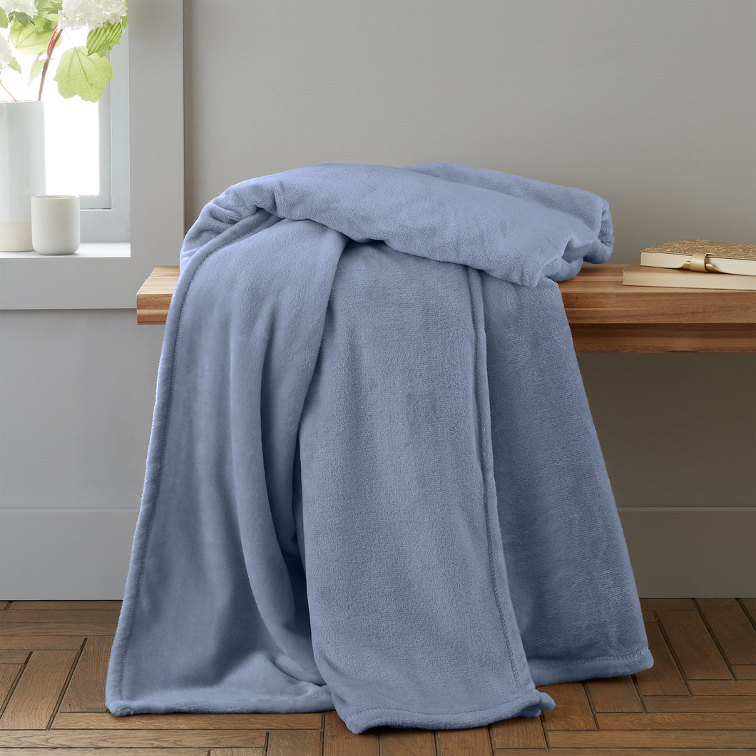 Raschel Velvet Touch Throw - Blue