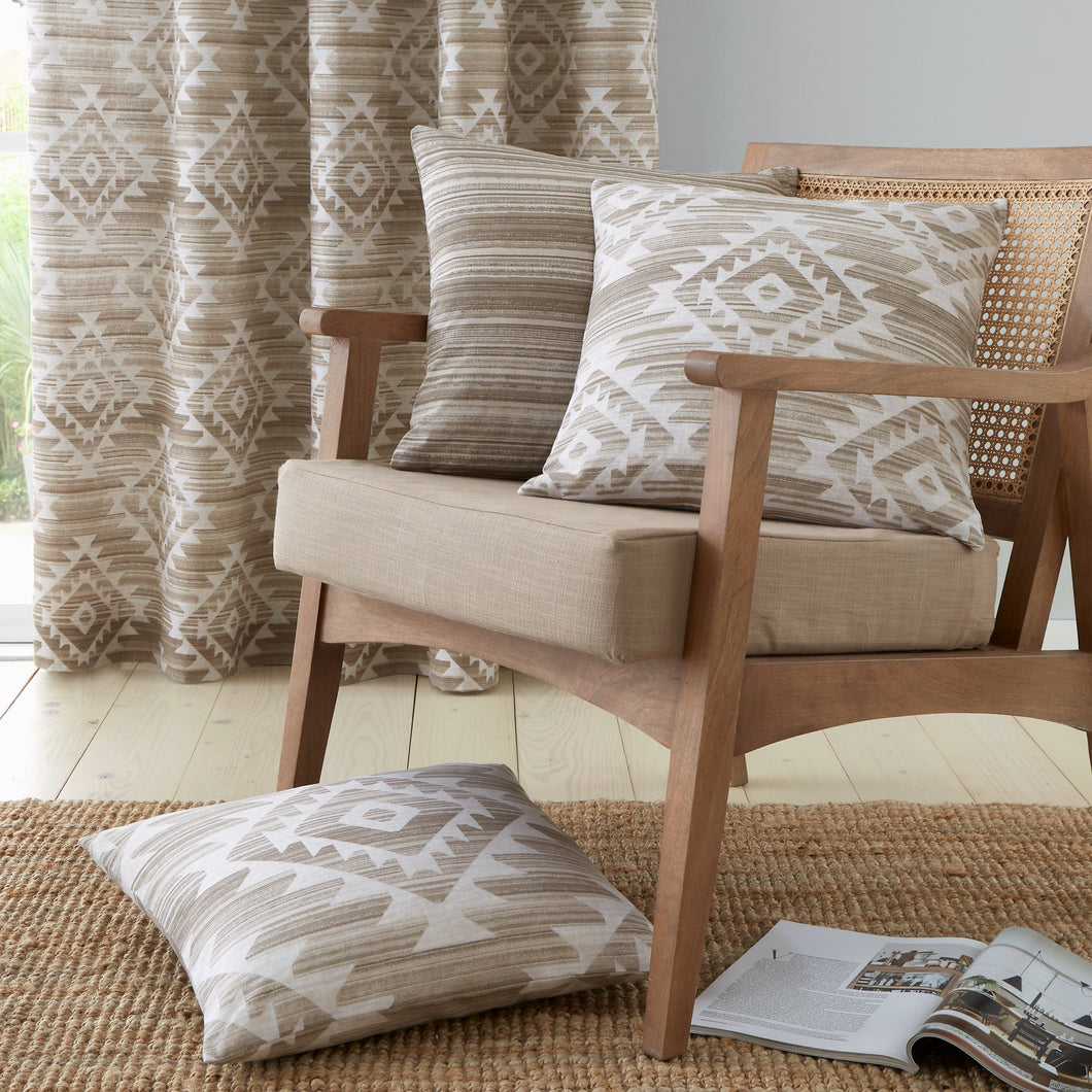 Shower Proof - 3 Pack Aztec Geo Cushion Covers - Natural