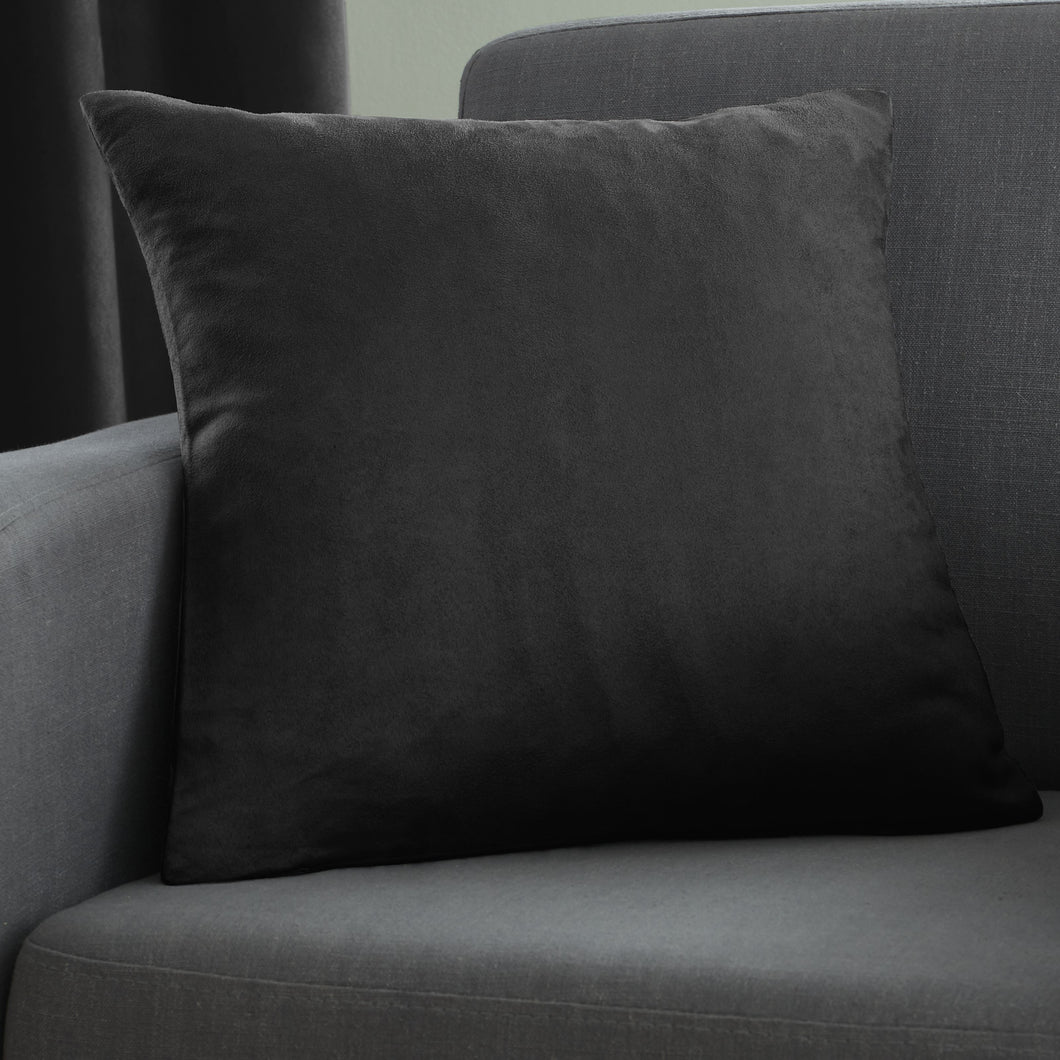Faux Suede Filled Cushion - Black