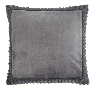 Velvet and Faux Fur Large Filled Cushion - Charcoal Grey