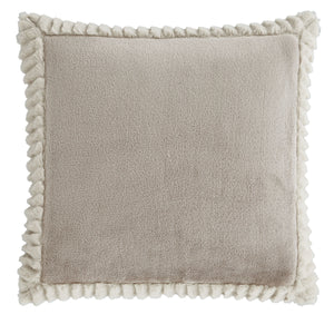 Velvet and Faux Fur Large Filled Cushion - Natural
