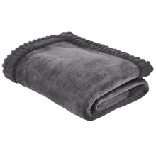 Load image into Gallery viewer, Velvet and Faux Fur Throw - Charcoal Grey
