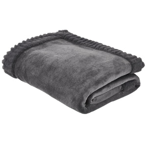 Velvet and Faux Fur Throw - Charcoal Grey