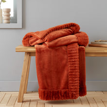 Load image into Gallery viewer, Velvet and Faux Fur Throw - Burnt Orange
