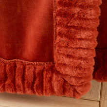 Load image into Gallery viewer, Velvet and Faux Fur Throw - Burnt Orange
