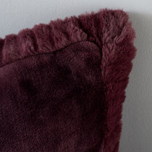 Load image into Gallery viewer, Velvet and Faux Fur Large Filled Cushion - Plum
