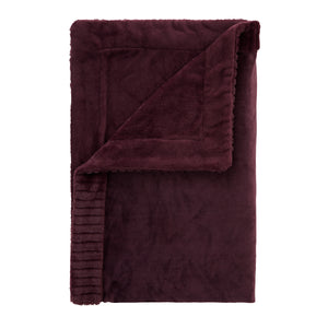 Velvet and Faux Fur Throw - Plum