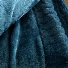 Load image into Gallery viewer, Velvet and Faux Fur Throw - Teal
