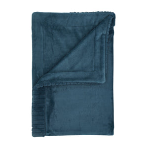 Velvet and Faux Fur Throw - Teal