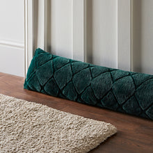 Load image into Gallery viewer, Faux fur diamond draught excluder - Bottle green
