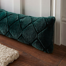 Load image into Gallery viewer, Faux fur diamond draught excluder - Bottle green
